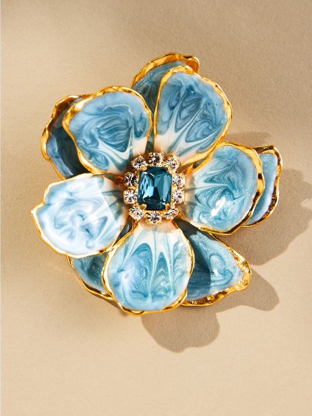 Anthropologie The Pink Reef Handpainted Earrings New Light Blue Flowers - Picture 3 of 9